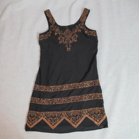 Sugarlips Dress Womens XS Black Embroidered Aztec Tribal Sleeveless Shift Preppy - Picture 1 of 14